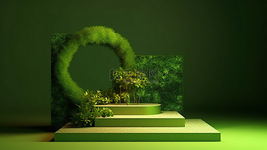 拥抱大自然绿色植物的现代讲台