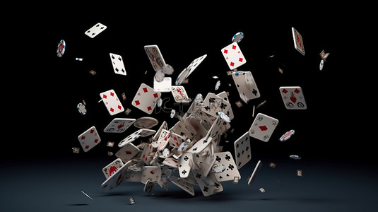 拉斯背景图片_3d 中的扑克牌呈现层叠向下