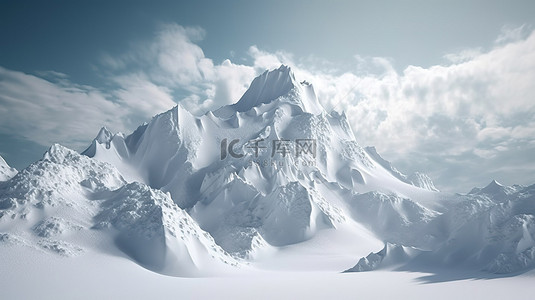 白雪皑皑的雪山雪漂移 3d 渲染
