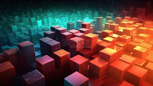 公司架构背景图片_抽象设计中的插图 3D 立方体