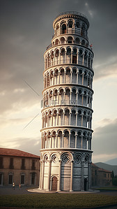 意大利地标背景图片_比萨斜塔建筑地标度假背景