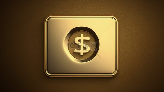 现金背景图片_哑光金板上现金货币闪亮金色钞票标志的图标 3d 生成的社交媒体符号