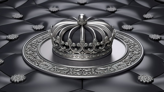 豪华白金皇冠的高级 VIP 级概念 3D 渲染在华丽的背景上