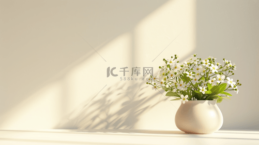 白色室内简约花瓶里插花的背景11