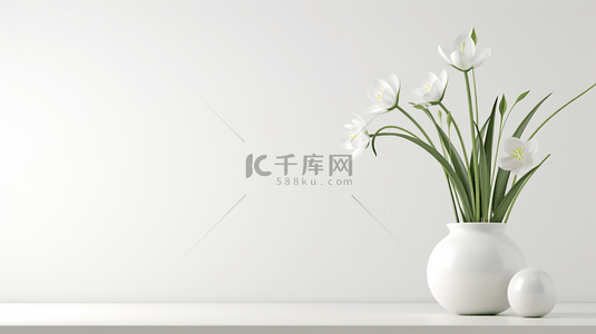 温馨背景图片_白色室内简约花瓶里插花的背景14