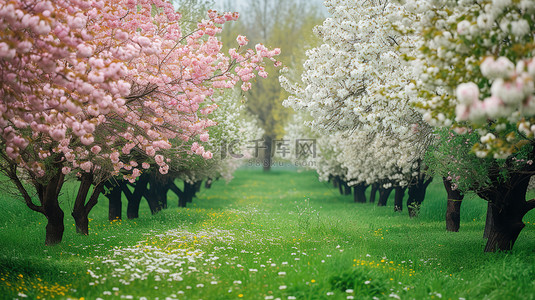 樱花背景图片_白色和浅粉色樱花春天背景素材