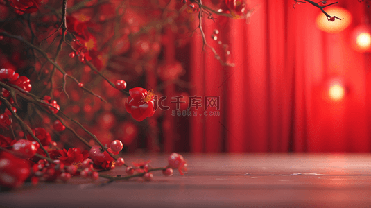 过年新年春节中式室内装饰红色灯笼喜庆的背景16