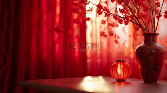 红色开心背景图片_新年春节过年中式室内装饰红色灯笼喜庆的背景1