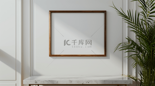 白色简约室内墙面上木质木框的背景1