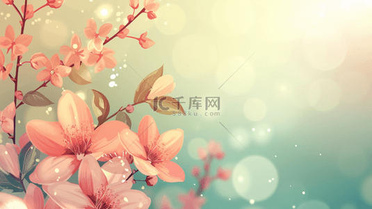 风景背景图片_简约粉色花瓶树枝花朵的背景6