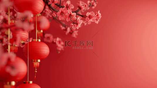 中国红色喜庆灯笼挂树枝上的背景16