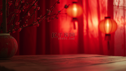 中式背景图片_过年中式室内装饰红色灯笼喜庆的背景新年春节