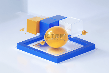 蓝白背景背景图片_微软风3D立体金融商务办公蓝白ICON图标背景4