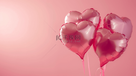 浪漫粉红背景背景图片_简约粉红背景爱心红色气球的背景8