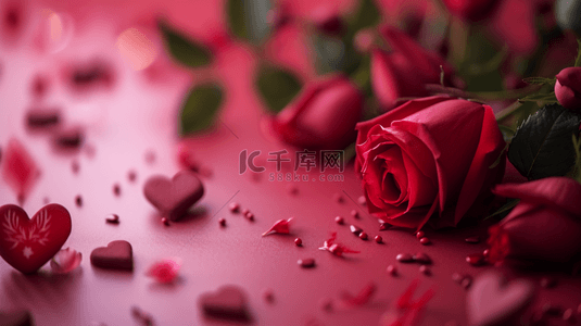 唯美浪漫红色爱心花瓣的背景图22