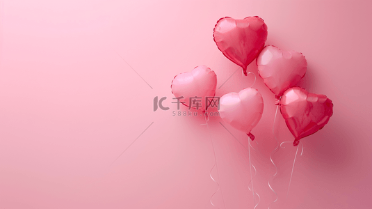 简约粉红背景爱心红色气球的背景6