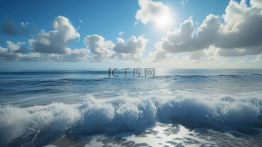 蓝天白云大海沙滩海浪的背景图17