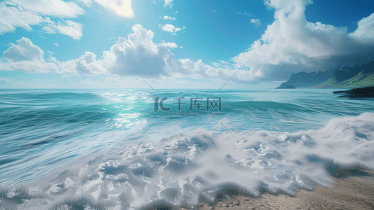 沙滩图背景图片_蓝天白云大海沙滩海浪的背景图66
