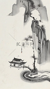 中国风书背景图片_禅意山水国风水墨意境立体山水设计图