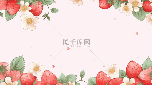 可爱春日背景图片_可爱清新水彩草莓边框设计图