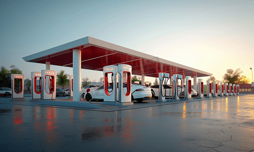 新能源汽车充电站充电的电动汽车