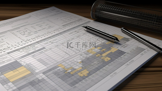 填写了所有字段的完整表格以及令人惊叹的报告图表 3D 渲染