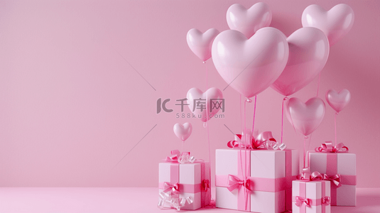粉色气球背景图片_粉色气球礼物装饰背景4