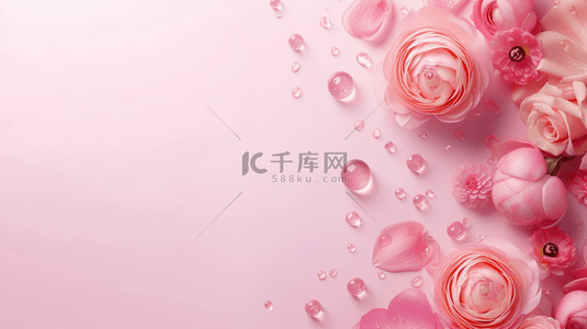 情人节背景图片_粉色玫瑰花女神节浪漫唯美的背景12