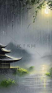 新春背景图片_清新春天雨中风景背景素材