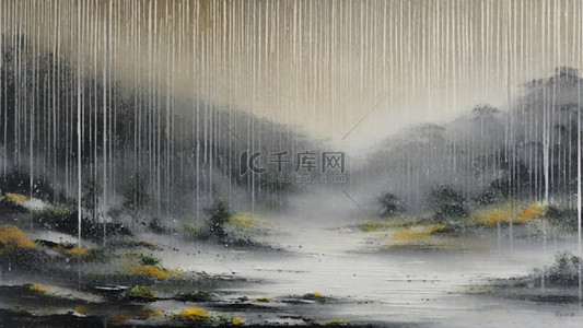 清新春天大雨中的风景图片