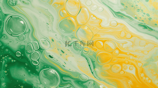 绿黄的色颜料搅拌在一起有泡沫的背景10
