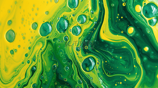 绿黄的色颜料搅拌在一起有泡沫的背景3