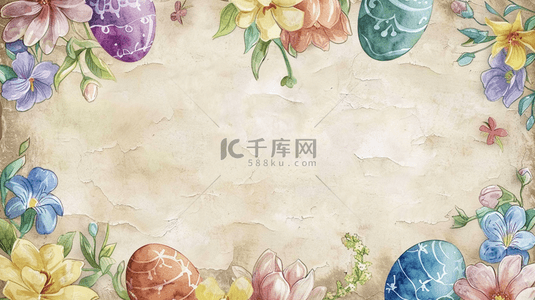 春天边框背景图片_复活节彩蛋花朵创意背景39