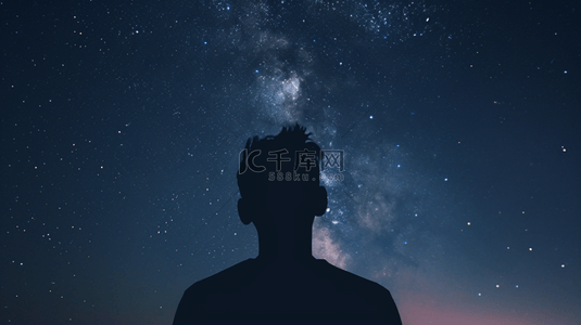 龙抬头有背景图片_蓝色夜晚星空下男子抬头看星空的背景13