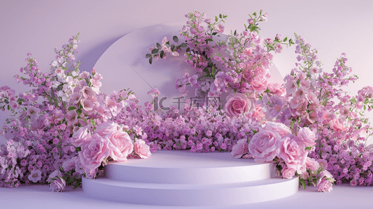 浪漫玫瑰花背景图片_女神节浪漫玫瑰花花朵舞台背景5