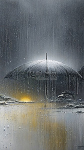雨伞背景图片_清新春天雨中风景背景图