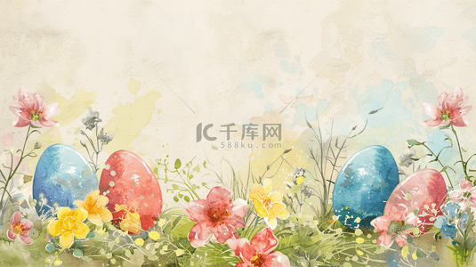 春天边框背景图片_复活节彩蛋花朵创意背景12