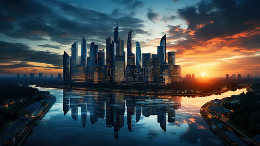 城市中心背景图片_高耸的摩天大楼商务金融背景素材