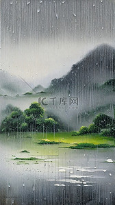 清新春天雨中风景背景素材