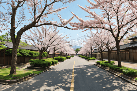 日本街道樱花风景摄影照片3