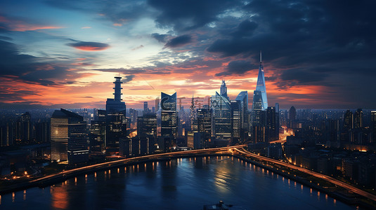 城市中心背景图片_高耸的摩天大楼商务金融设计
