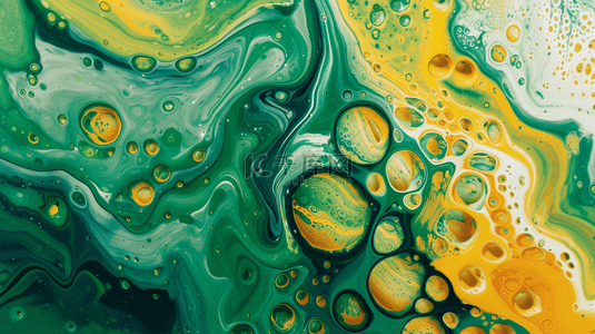 绿黄的色颜料搅拌在一起有泡沫的背景8