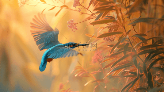 线条飞虫背景图片_飞向枝头的蓝色鸟儿背景11