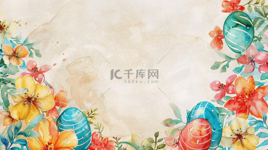春天边框背景图片_复活节彩蛋花朵创意背景4