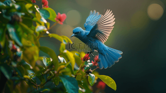 线条飞虫背景图片_飞向枝头的蓝色鸟儿背景13