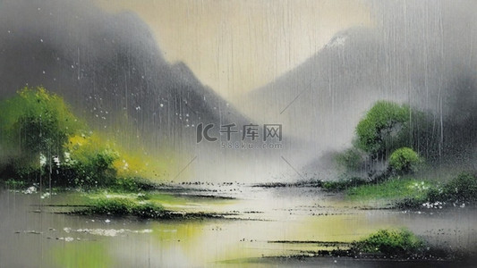 清明节背景图片_清新春天大雨中的风景素材