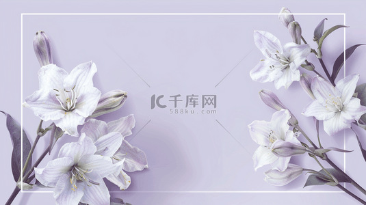 紫色女神节花朵唯美简约平铺的背景10