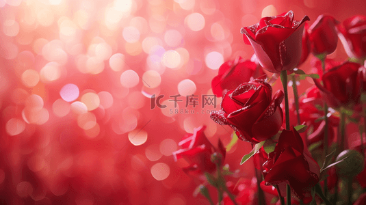 婚礼背景图片_红色玫瑰花喜庆创意背景19