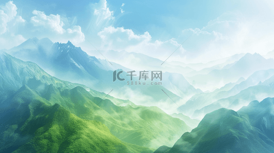 绿色云雾缭绕大山背景1