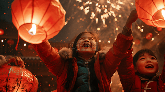 元宵节背景背景图片_中国春节灯会灯笼烟花绽放的背景2